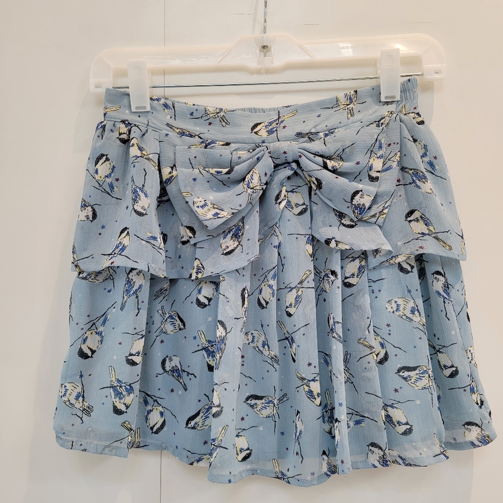 Steve Madden Blue Bird Print Skirt